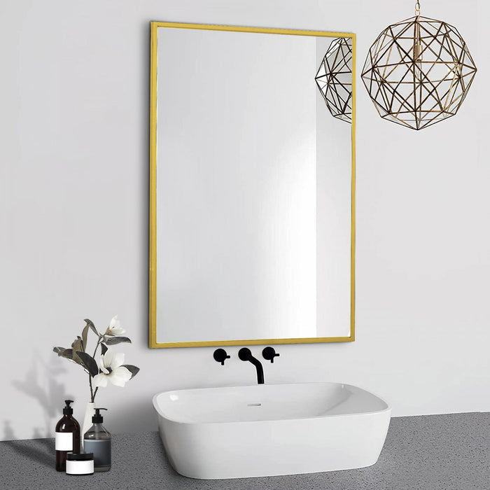 Miroir rectangulaire linéaire Arcus 24 po x 36 po fabriqué à la main - doré