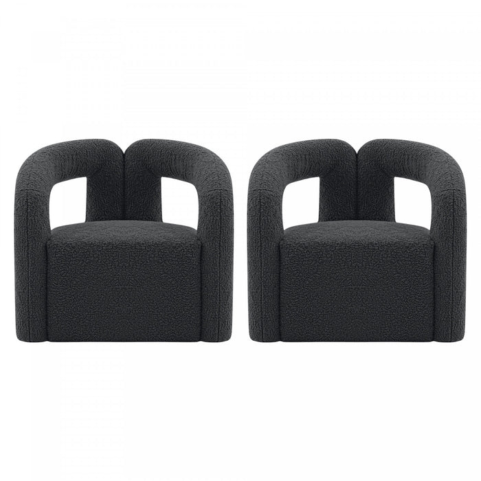 Fauteuil lounge Darian en boucle moderne noir - Lot de 2