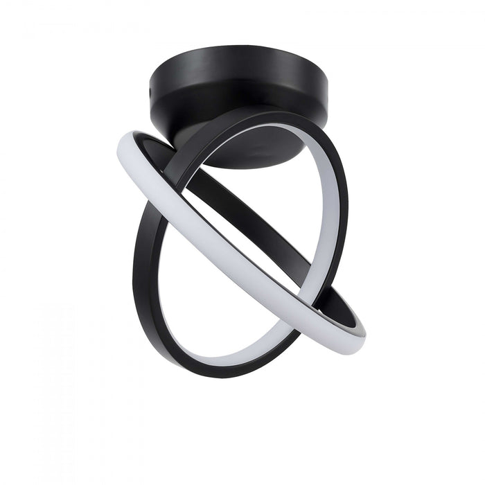 Plafonnier semi-affleuré Philo de Dainolite en silicone blanc qui diffuse la lumière, avec fini noir mat et ampoule à DEL de 20 W