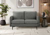 Causeuse Rembourre, 58\" L, Tissu Gris Fonce, Pieds En Metal Noir