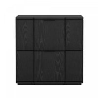  Table de nuit Clive style milieu du siecle 56 cm en noir (2 tiroirs)
