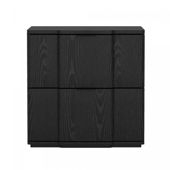 Table de nuit Clive style milieu du siecle 56 cm en noir (2 tiroirs)