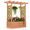 Costway 1 Pcs Lit De Jardin En Bois Eleve Avec Trellis Et Toit Suspendu Drainage Eleve Planter Boite