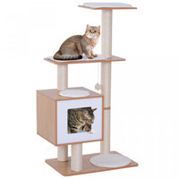Pawhut Arbre A Chats Design Contemporain Griffoirs Grattoirs Sisal Naturel Centre Dactivites Niche