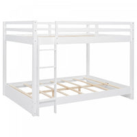 Lit superpose Ethan en bois massif format Queen avec echelle, gain de place, blanc