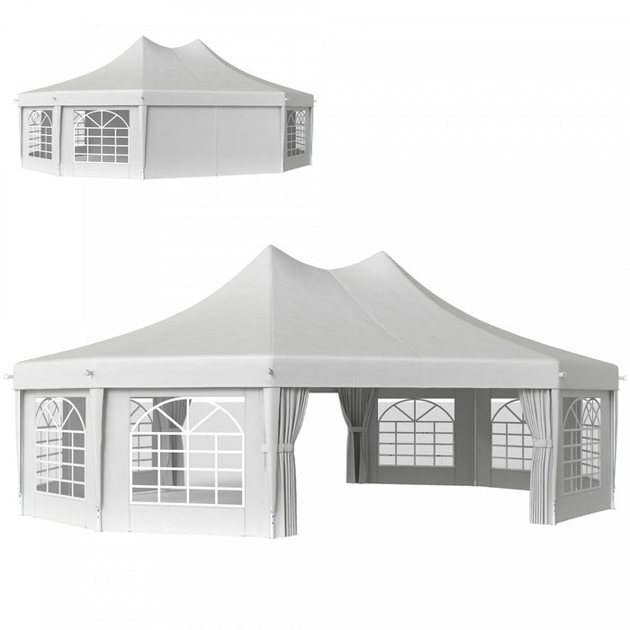 Outsuuny Gazebo de fete octangnal de 29,2 pieds de haut, blanc