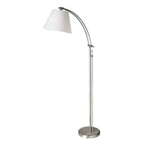 Lampe à pied Felix réglable de Dainolite avec abat-jour empire blanc, gradateur rotatif et fini chromé satiné