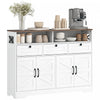 HOMCOM Buffet avec 4 portes de grange et 3 tiroirs, blanc