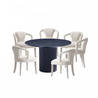  Ensemble de salle a manger moderne chic 7 pieces Hathaway et Palmer en finition argentee et noire
