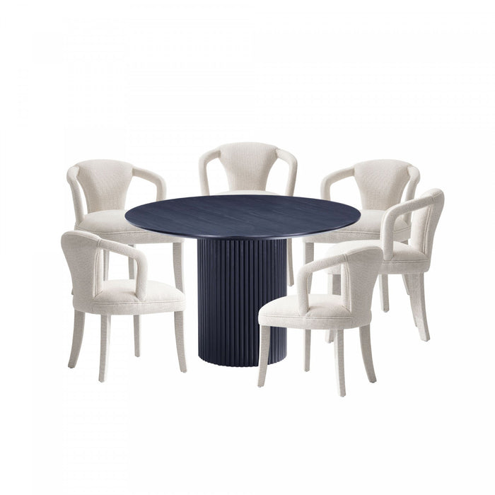 Ensemble de salle a manger moderne chic 7 pieces Hathaway et Palmer en finition argentee et noire