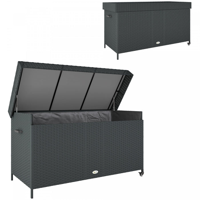 Outsunny Coffre De Rangement Exterieur De 165 Gallons, Verin A Gaz Et Roues