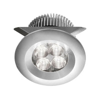 Luminaire cylindrique à encastrer Mpled de Dainolite à intensité variable, avec fini aluminium et ampoule de 8 W