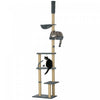 Arbre A Chat Pawhut, Hauteur Reglable De 230 A 250 Cm, Avec Griffoir, Balles Suspendues, Plateformes, Lit Et Hamac, Gris