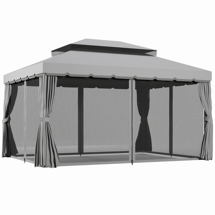 Outsunny Tonnelle de Jardin 13' x 10', Gris Clair