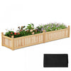 Costway En Bois Souleve Lit De Jardin Exterieur Rectangulaire Planter Boite Whth Trous De Drainage, Naturel