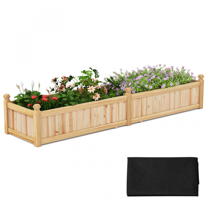 Costway En Bois Souleve Lit De Jardin Exterieur Rectangulaire Planter Boite Whth Trous De Drainage, Naturel
