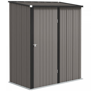 Outsunny Abri De Rangement Exterieur 5'x3' Avec Porte Simple, Gris Clair