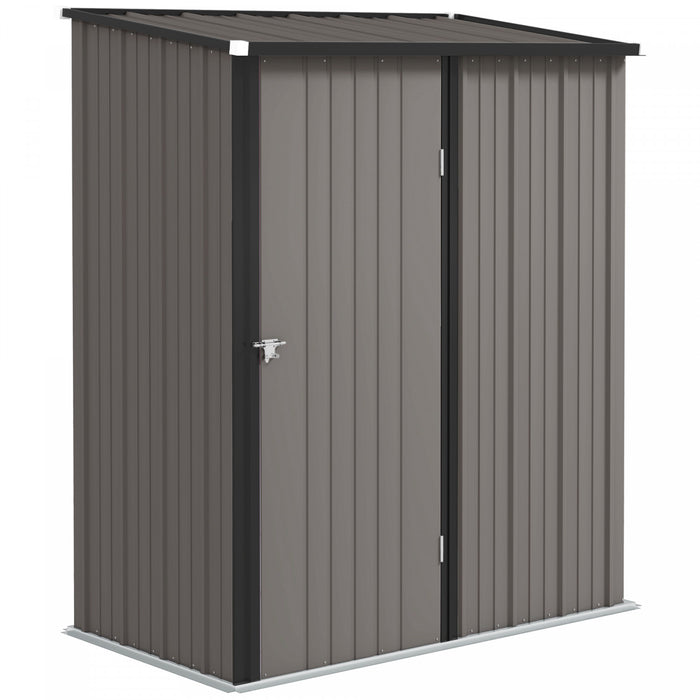 Outsunny Abri De Rangement Exterieur 5'x3' Avec Porte Simple, Gris Clair