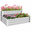 Outsunny Lit De Jardin Sureleve A 2 Niveaux, 47\" X 40\" X 23'' Jardiniere En Acier Galvanise Pour Legumes, Fleurs Et Herbes, Argente