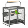 Pawhut Cage De Transport Pour Oiseaux Pour Perroquets Conures Perruches Calopsittes Grises D'afrique Avec Perchoir, Bols En Acier Inoxydable, Plateau Coulissant