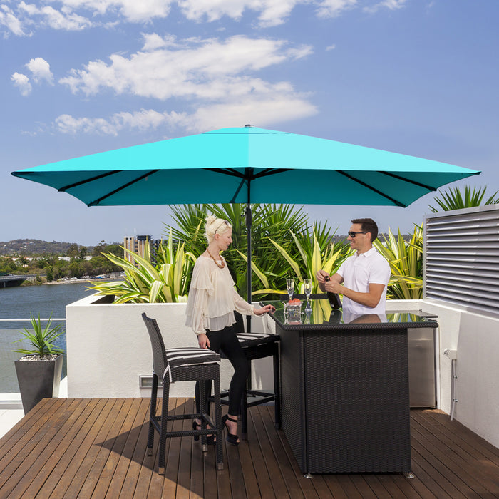 Costway Parasol cantilever 10'x13' pour terrasse, aluminium, rotation 360°, inclinable, turquoise