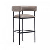 Tabouret de bar contemporain Onda en similicuir vegan et metal, coloris taupe
