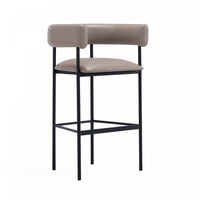 Tabouret de bar contemporain Onda en similicuir vegan et metal, coloris taupe
