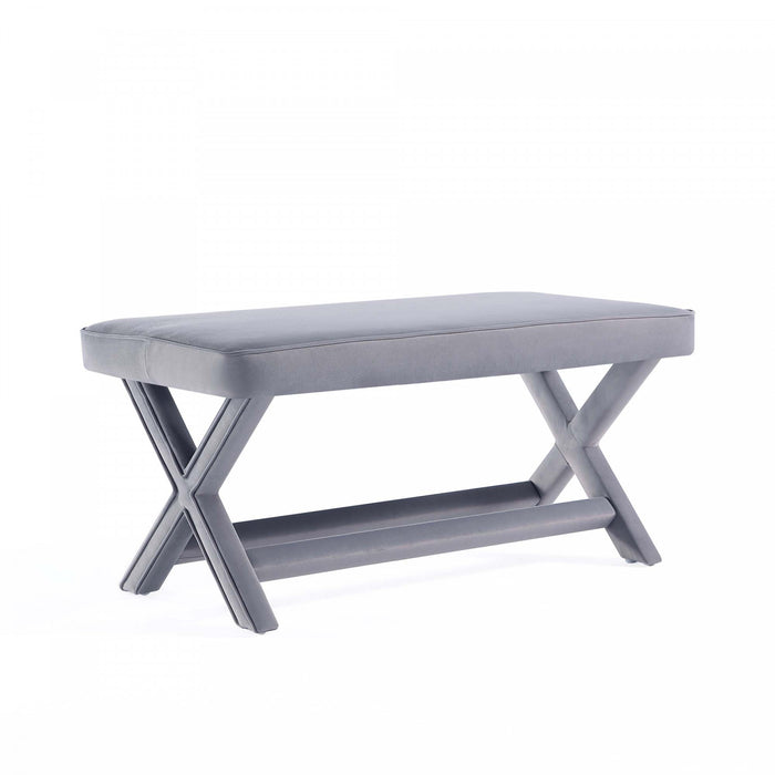 Banc d’appoint Abigail style milieu du siecle moderne en velours gris