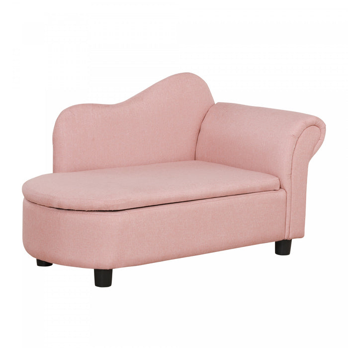 Qaba Fauteuil Enfant Design Canape Pour Enfants Compartiment De Rangement Grand Confort Accoudoirs Assise Dossier Garnissage Mousse Haute Densite Dim. 31.5\"l X 15.75\"l X 19.25\"h Rose