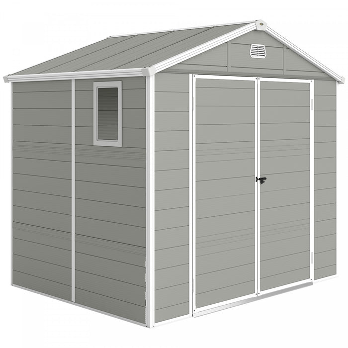 Outsunny Abri de jardin 8'x6' porte a loquet bouches d'aeration, gris clair