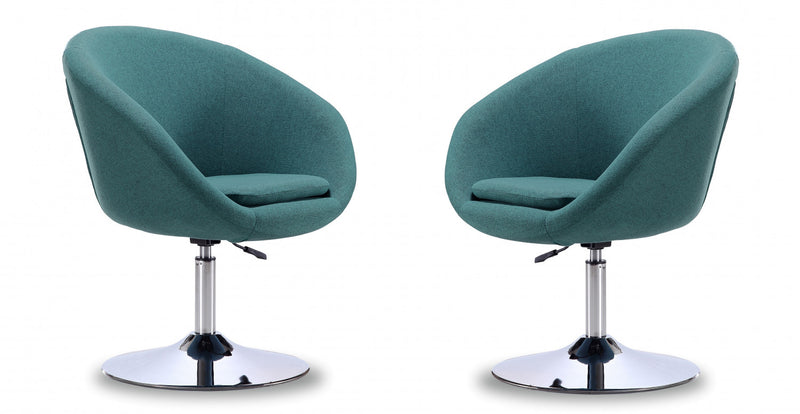 Fauteuil lounge pivotant moderne Hopper en tissu bleu sarcelle - Lot de 2