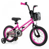 Costway 14\" Velo Pour Enfants Avec Roues D'entrainement Guidon Reglable Et Frein A Main De Siege Rose