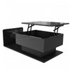 Table Basse Moderne Jonson A Plateau Relevable Avec Eclairage Led, Noir Laque Brillant