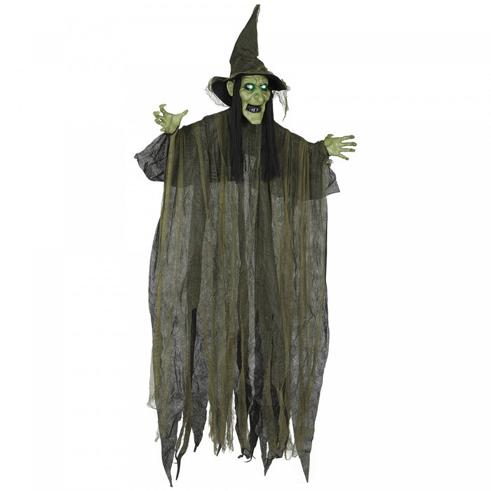 Outsunny Decoration D'halloween Animee, Sorciere Animatronique, Vert