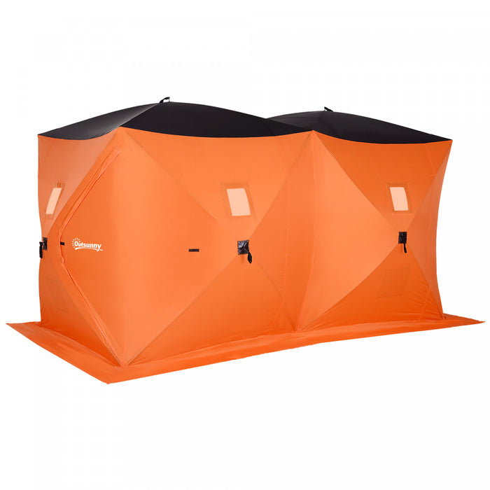 Tente De Peche Sur Glace Avec Abri Sur Glace Portable Pour 8 Personnes Outsunny Avec Fenetres De Ventilation Et Sac De Transport