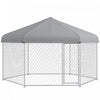 Pawhut Niche D'exterieur Pour Chien Avec Housse Impermeable Et Resistante Aux Uv Pour Chiens De Taille Moyenne Et Grande, 13.4' X 11.5' X 8.8', Argent
