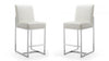 Tabouret de comptoir moderne en metal et tissu Element, blanc perle - Lot de 2