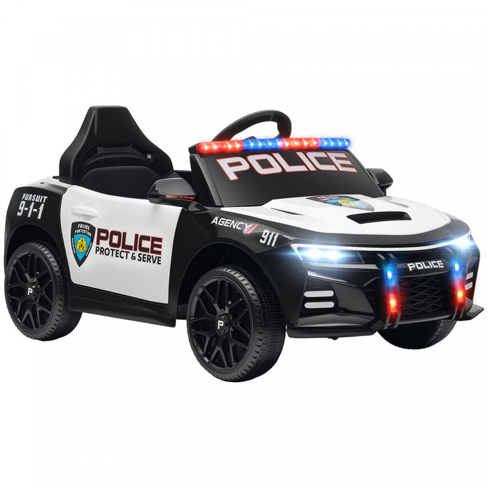 Qaba Voiture De Police Electrique Pour Enfants, Alimentee Par Batterie 12 V
