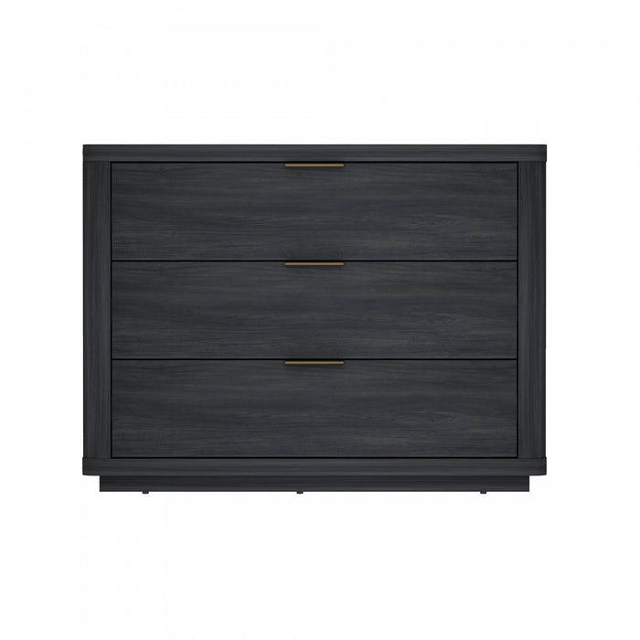 Table de nuit moderne Evelyn 32\" en gris charbon (3 tiroirs)