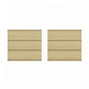 Table de nuit Molly Modern 66 cm en chene naturel (3 tiroirs) - Lot de 2