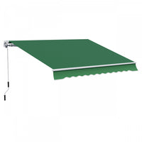 Outsunny 12' X 10' Auvent Retractable Manuel Pare-soleil Abri Exterieur Patio Fenetre Pont Abri Exte