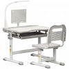 Qaba Ensemble Bureau Et Chaise Pour Enfants, Bureau D'ecriture Reglable En Hauteur, Table D'etude Avec Bureau Inclinable, Lampe Led, Tiroir, Tableau De Lecture, Porte-gobelet, Gris