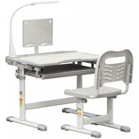 Qaba Ensemble Bureau Et Chaise Pour Enfants, Bureau D'ecriture Reglable En Hauteur, Table D'etude Av
