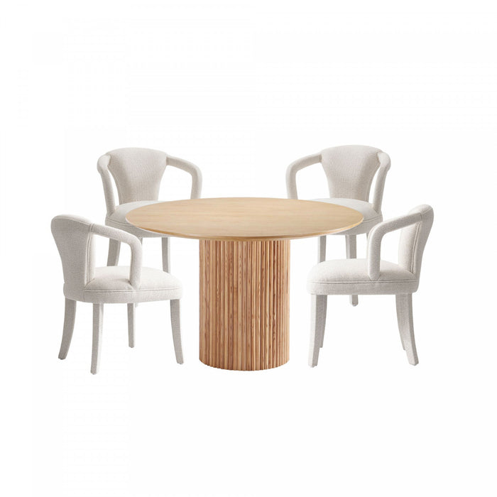 Ensemble de salle a manger 5 pieces Hathaway et Palmer Modern Industry Chic en finition Silver Lining et Naturel