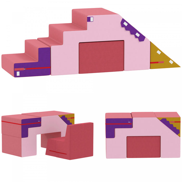 Qaba Blocs D'escalade En Mousse Pour Tout-petits, 2 Pieces, Rose