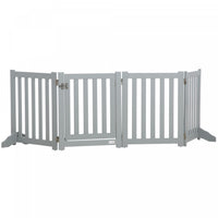 Pawhut Porte Pliable Pour Chien Avec Porte, 4 Panneaux Porte Pour Animaux De Compagnie Autoportante
