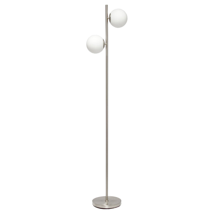 Liam Lampadaire moderne a 2 lumieres, Nickel brosse, 66 po H