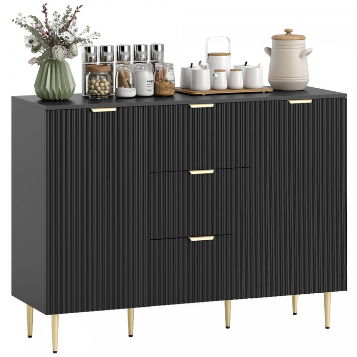 HOMCOM Buffet avec 3 tiroirs et etageres reglables, Noir