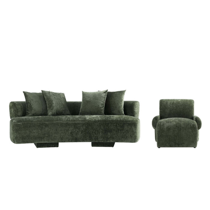 Ensemble de canape 2 pieces Verandah style mid-century modern en vert olive