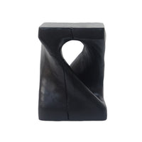Table d'appoint moderne sablier torsade Miro 16 pouces MGO, table laterale interieure imitation bois, noir